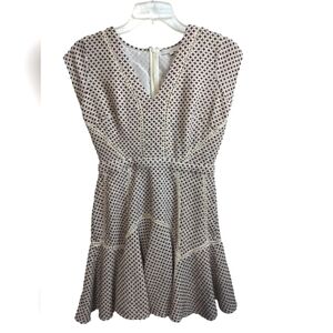 2226)Anthropologie San & Soni Cross Stitch Flounce Wool Fit & Flare Dress Size M